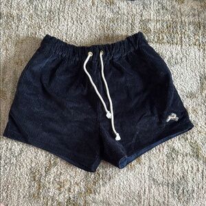 Black Corduroy Shorts with Drawstring